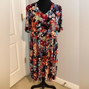 HEIMISH USA Floral Black Multicolor Midi Dress